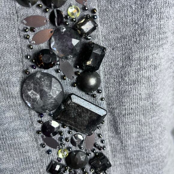 Talbots Bejeweled Crew Neck Cardigan Med Preppy Classic Bling Date Concert City - Picture 3 of 6